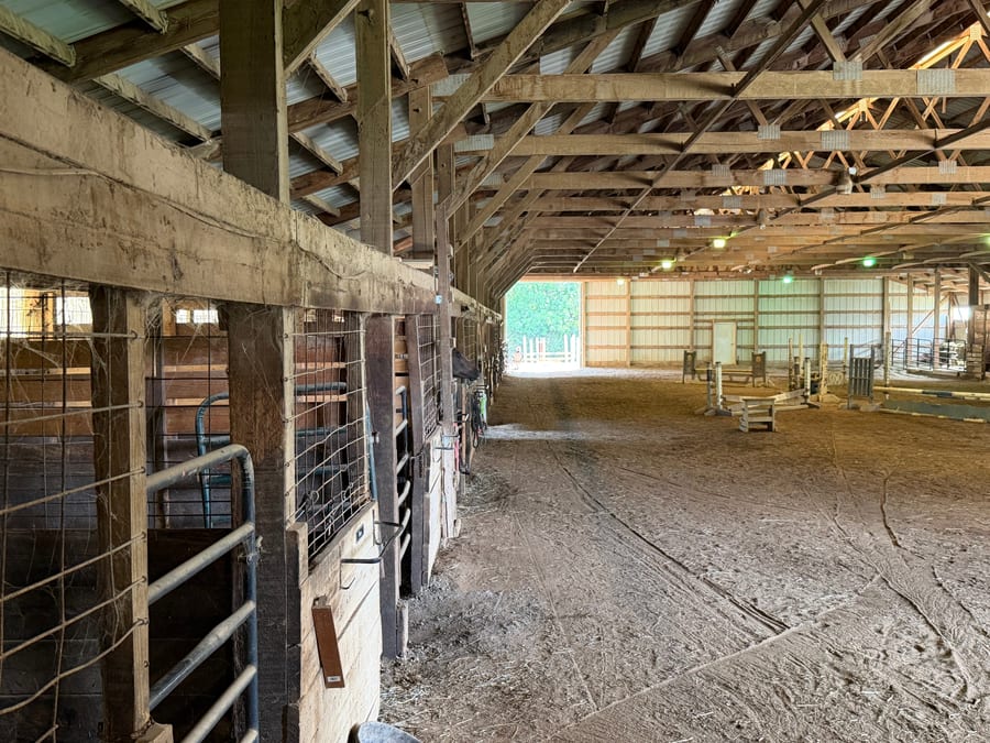 Clean, spacious horse stalls at Birch Hill Farm